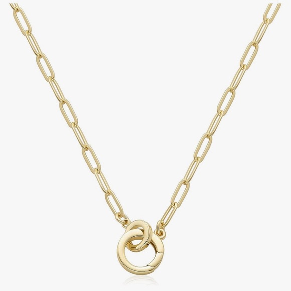 Rather Magical Jewelry - Classic Gold Interlocking Paperclip Circle Pendant Lariat Charm Holder Necklace
